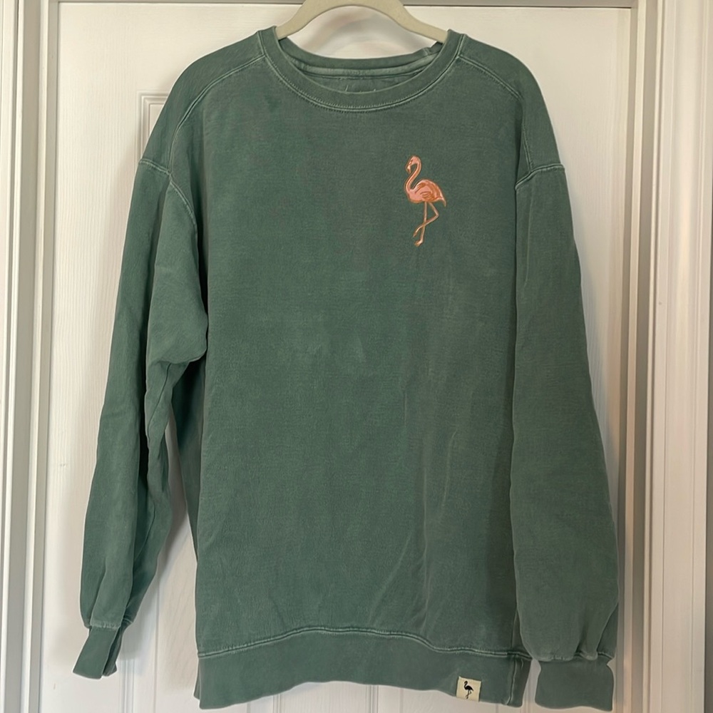 Get Your Pink Back Oversized Pigment Green Crewneck